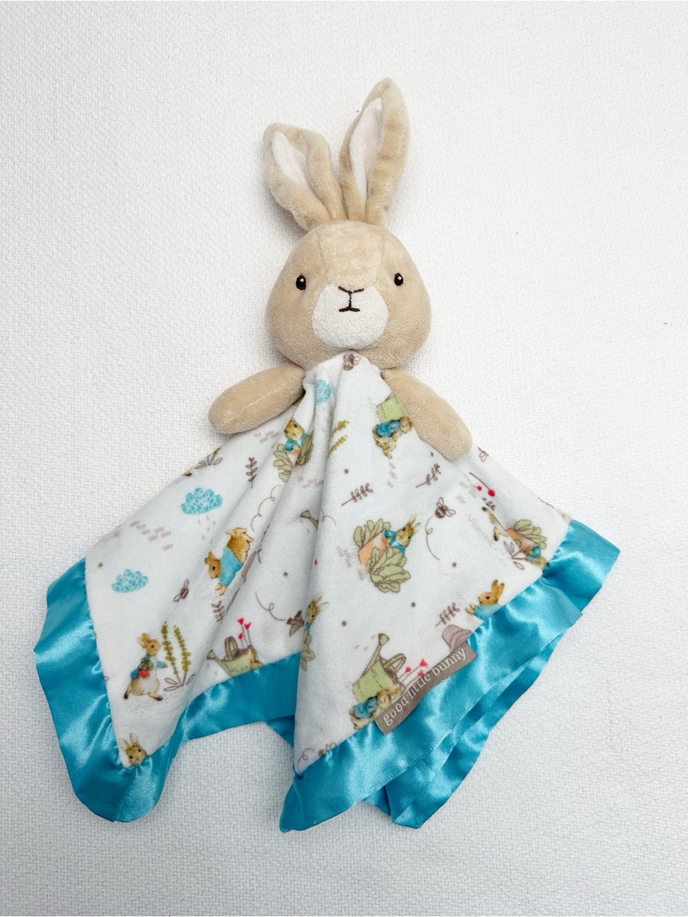 Kids Preferred Peter Rabbit Lovey Security Blanket Blue Satin Trim Play Newborn